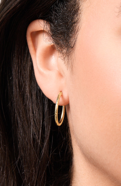 14K Yellow Gold Bony Levy Large Twisted Rope Hoop Earrings