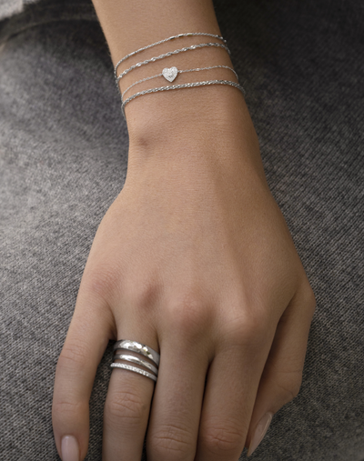 14K White Gold Bony Levy Dash Chain Bracelet