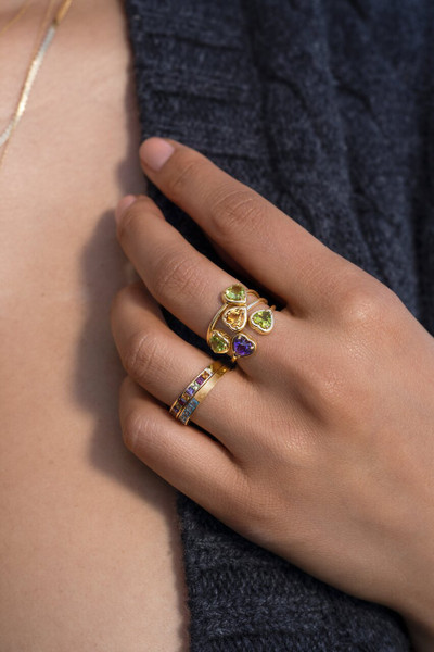 14K Yellow Gold Peridot Bony Levy Heart Ring