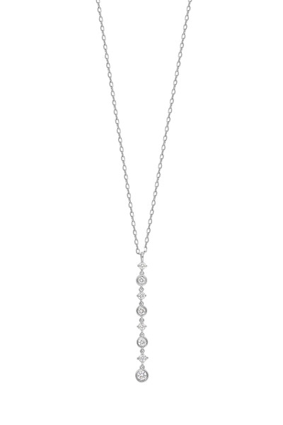 18K White Gold Diamond Monaco Linear Drop Y-Necklace