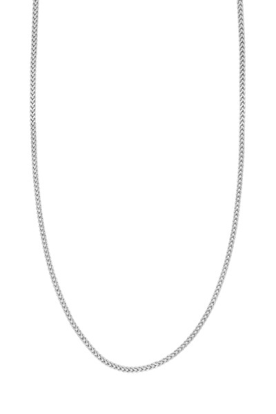 14K White Gold Men's Square Wheat Chain Necklace