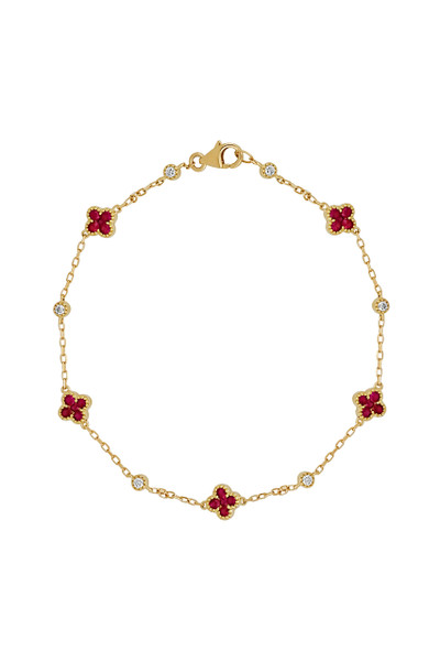 18K Yellow Gold Ruby & Natural Diamond El Mar Station Bracelet
