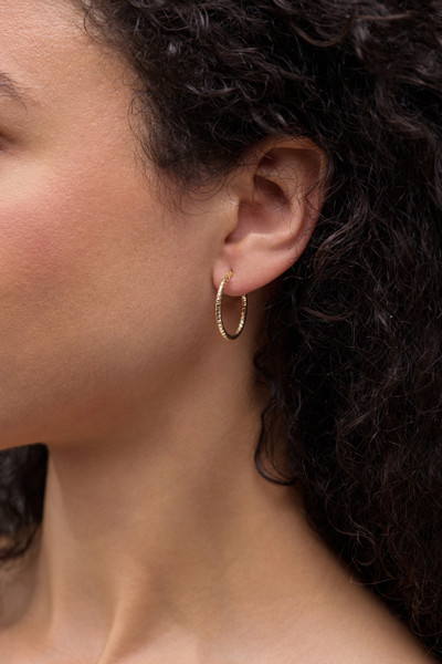 14K Yellow Gold Wide Textured Hoop Earrings