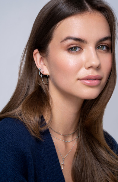 18K White Gold Diamond Bony Levy Cross Pendant Necklace