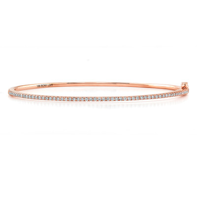 18K Rose Gold Natural Diamond Bony Levy Skinny Stackable Bangle  