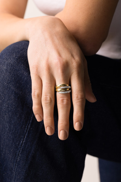 18K White and Yellow Gold Natural Diamond Bardot Trend Ring