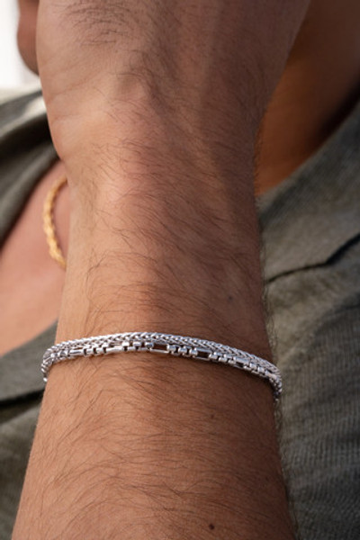 14K White Gold Bony Levy Men's Chain Bracelet