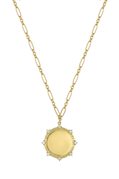 18K Yellow Gold Natural Diamond Bony Levy Icon Pendant Necklace