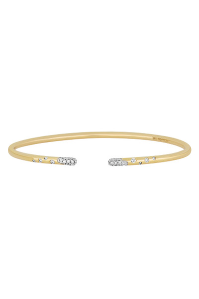 18K Yellow Gold Natural Diamond Bardot Open Bangle Bracelet
