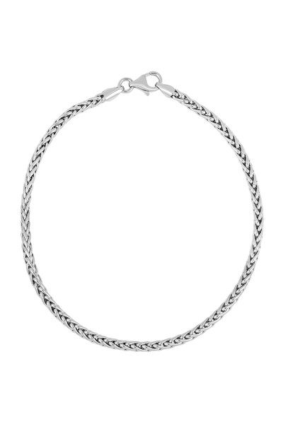 14K White Gold Bony Levy Men's Wheat Chain Bracelet