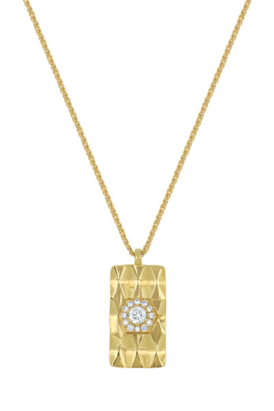 18K Yellow Gold Natural Diamond Cleo Pendant Necklace