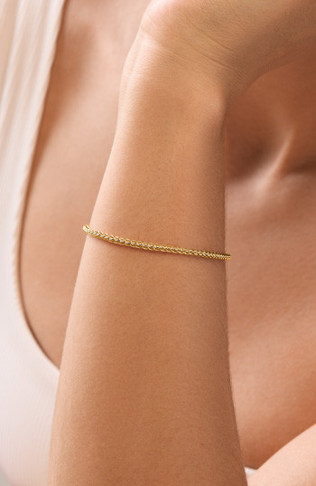 14K Yellow Gold Bony Levy Wheat Chain Bracelet