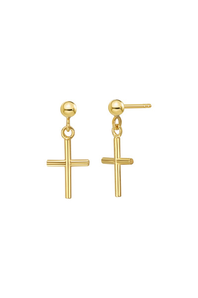 14K Yellow Gold Bony Levy Cross Drop Earrings