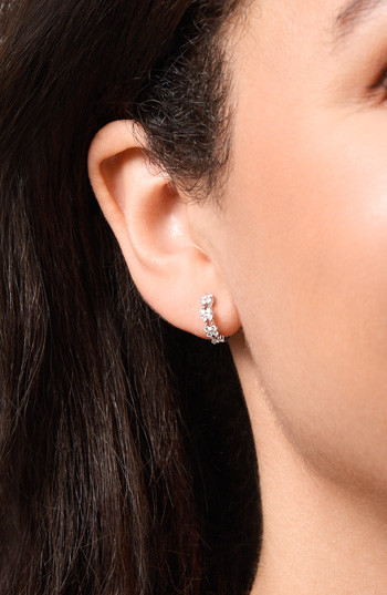 18K White Gold Natural Diamond Audrey Delicate Hoop Earrings