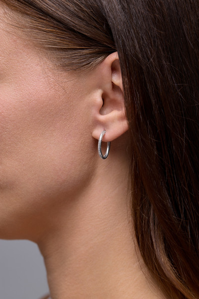 14K White Gold Bony Levy Textured Delicate Small Hoop Earrings 14K White Gold Bony Levy Textured Delicate Small Hoop Earrings