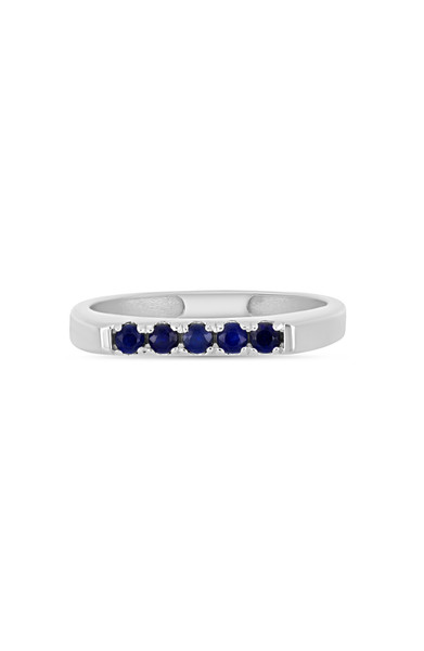18K White Gold Blue Sapphire El Mar Five Stone Stackable Ring
