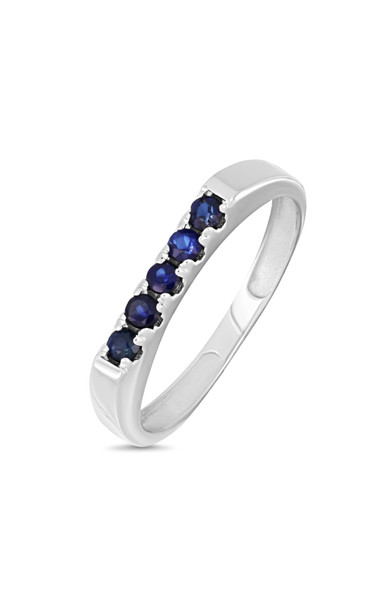 18K White Gold Blue Sapphire El Mar Five Stone Stackable Ring
