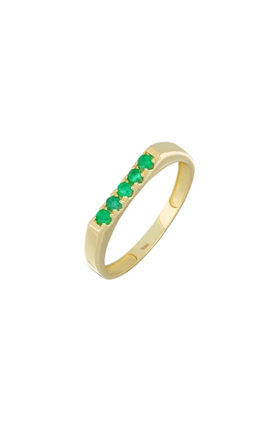 18K Yellow Gold Emerald El Mar Five Stone Stackable Ring