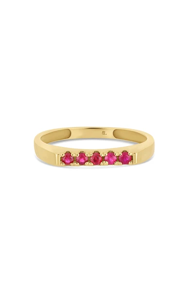 18K Yellow Gold Ruby El Mar Five Stone Stackable Ring