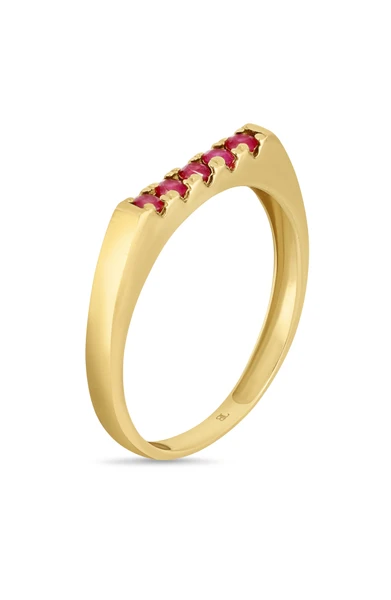 18K Yellow Gold Ruby El Mar Five Stone Stackable Ring