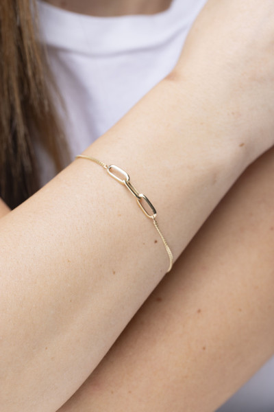 14K Yellow Gold Bony Levy Curb and Link Chain Bracelet