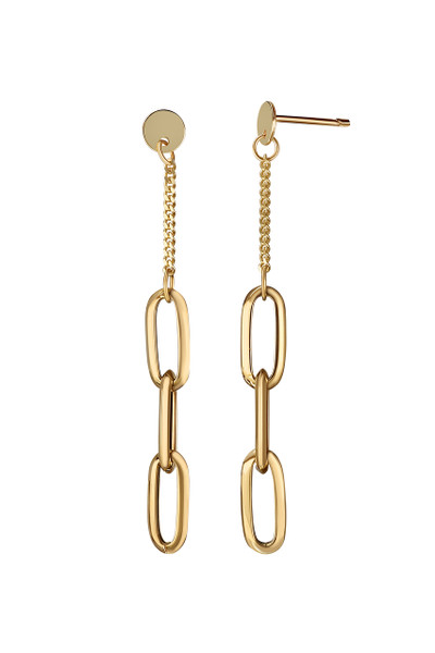 14K Yellow Gold Bony Levy Dangle Link Chain Drop Earrings