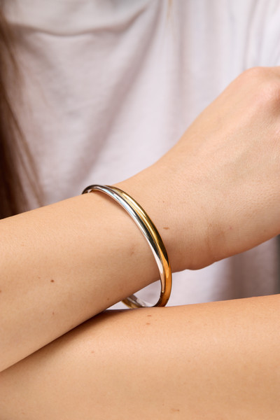 14K White and Yellow Gold Bony Levy Two Tone Bangle Bracelet