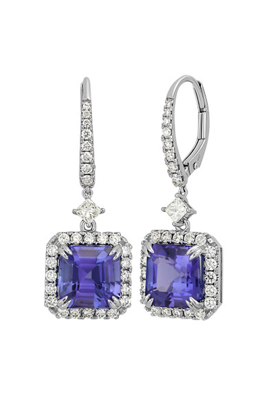 18K White Gold Tanzanite w/ Diamond Bony Levy Limited Edition Glamorous Drop Earring