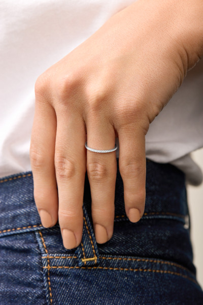 18K White Gold Diamond Stackable Ring  