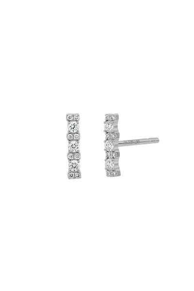 18K White Gold Diamond Mika Line Stud Earrings