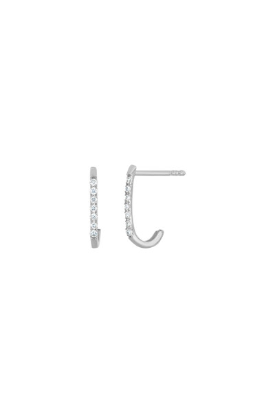 18K White Gold Diamond Shaped "J" Stud Earrings
