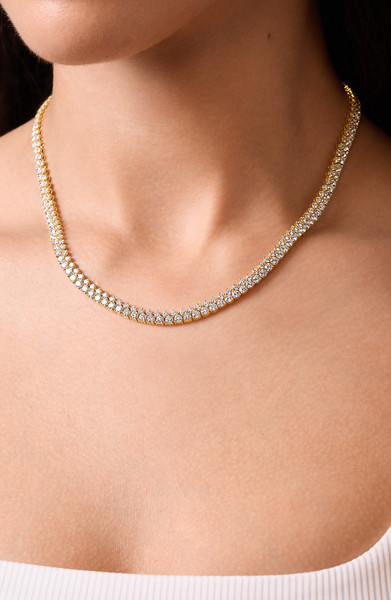 18K Yellow Gold Diamond Getty Stunning Tennis Necklace