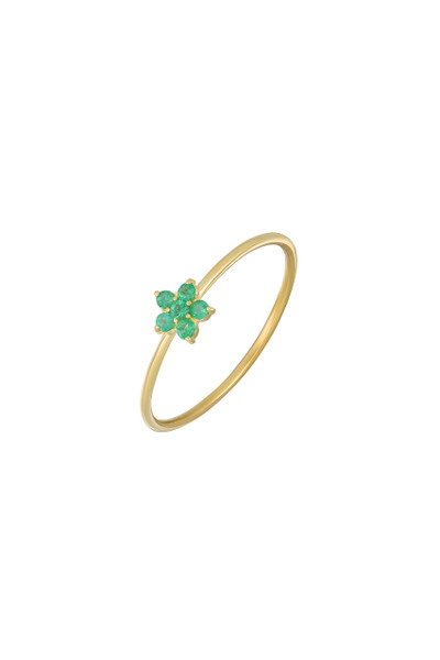 18K Yellow Gold Emerald El Mar Floral Cluster Ring