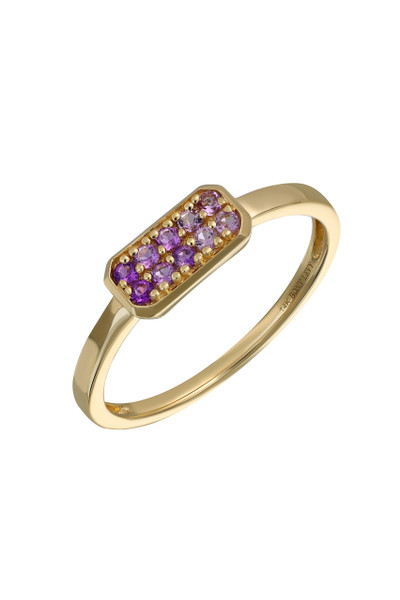 14K Yellow Gold Bony Levy Color Amethyst Rectangular Stackable Ring