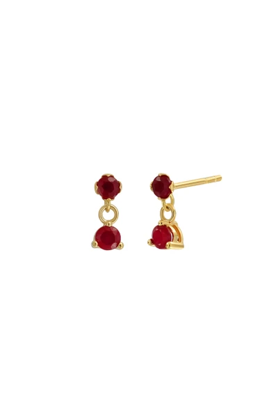 18K Yellow Gold Ruby El Mar Round Drop Earrings