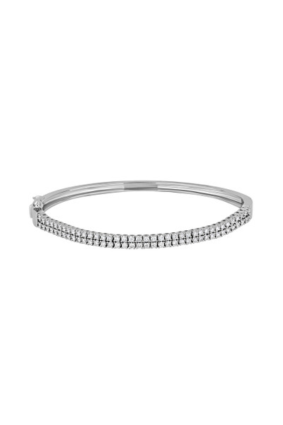 18K White Gold Natural Diamond Audrey Two Row Natural Diamond Bangle Bracelet