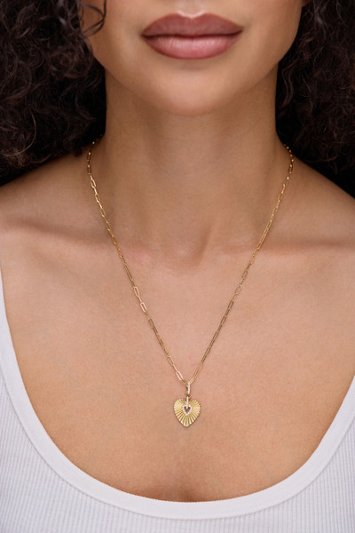 18K Yellow Gold Natural Diamond Kiera Heart Shaped Medallion Pendant Necklace