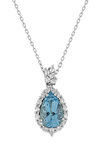 18K White Gold Aquamarine Luxe Tear Drop Pendant Necklace 18K White Gold Aquamarine Luxe Tear Drop Pendant Necklace