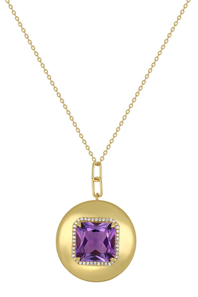 18K Yellow Gold Amethyst Iris Cushion Pendant Necklace 18K Yellow Gold Amethyst Iris Cushion Pendant Necklace