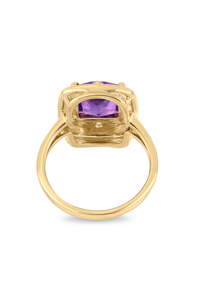 18K Yellow Gold Amethyst and Natural Diamond Iris Square Ring