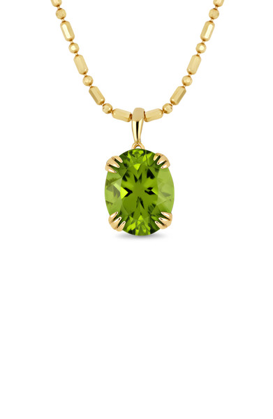 14K Yellow Gold Peridot Pendant Necklace
