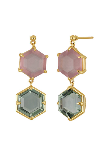 14K Yellow Gold Amethyst Hexagon Drop Earrings 14K Yellow Gold Amethyst Hexagon Drop Earrings