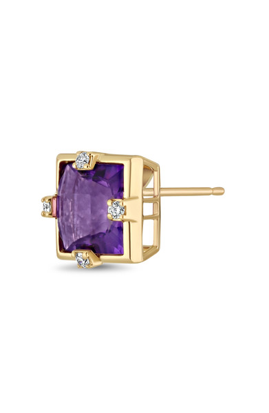 18K Yellow Gold Amethyst Iris Stud Earrings