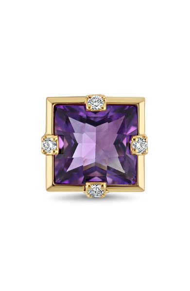 18K Yellow Gold Amethyst Iris Stud Earrings