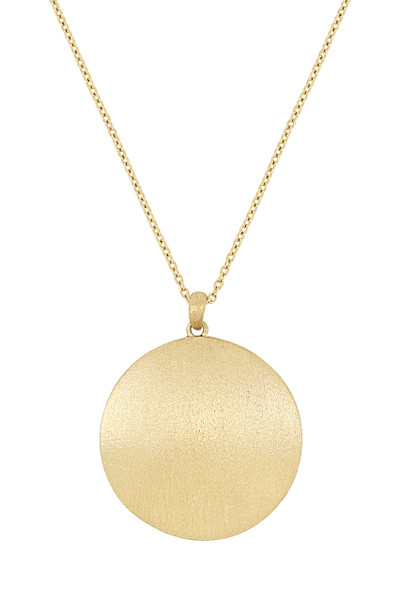 14K Yellow Gold Plain Circular Pendant Necklace