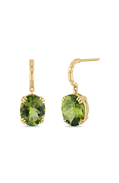 14K Yellow Gold Peridot Iris Drop Earrings