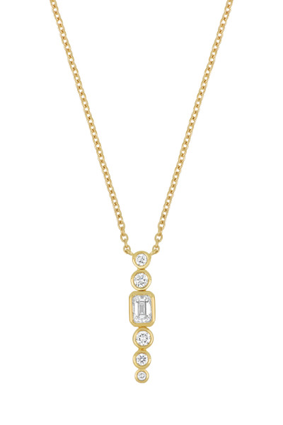 18K Yellow Gold Diamond Gatsby Luxurious Pendant Necklace
