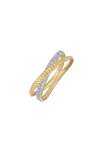18K Yellow Gold Diamond Bardot Fine Crossover Ring