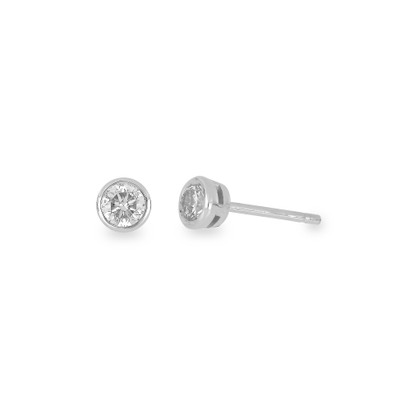14K White Gold Diamond Bezel Stud Earrings