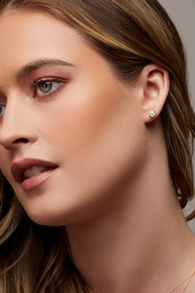 14K Yellow Gold Natural Diamond Bezel Stud Earrings